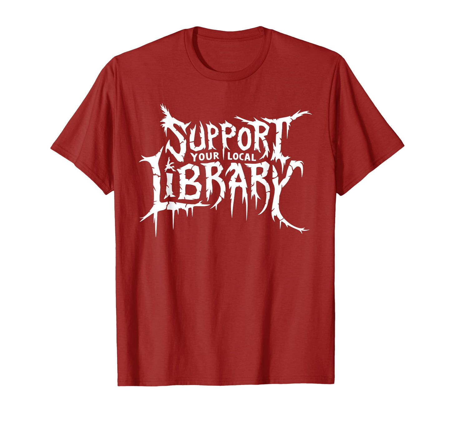 Support Your Local Library Metal Style Horror Bookworm T-Shirt