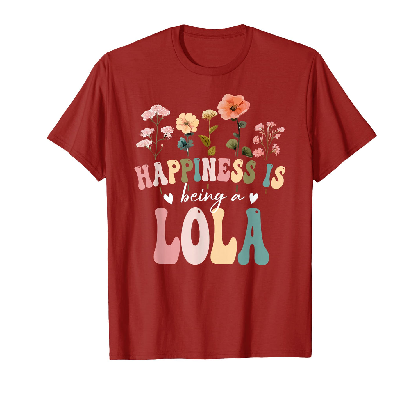 Happiness is Being a Lola Floral Design Lola Mother's Day T-Shirt