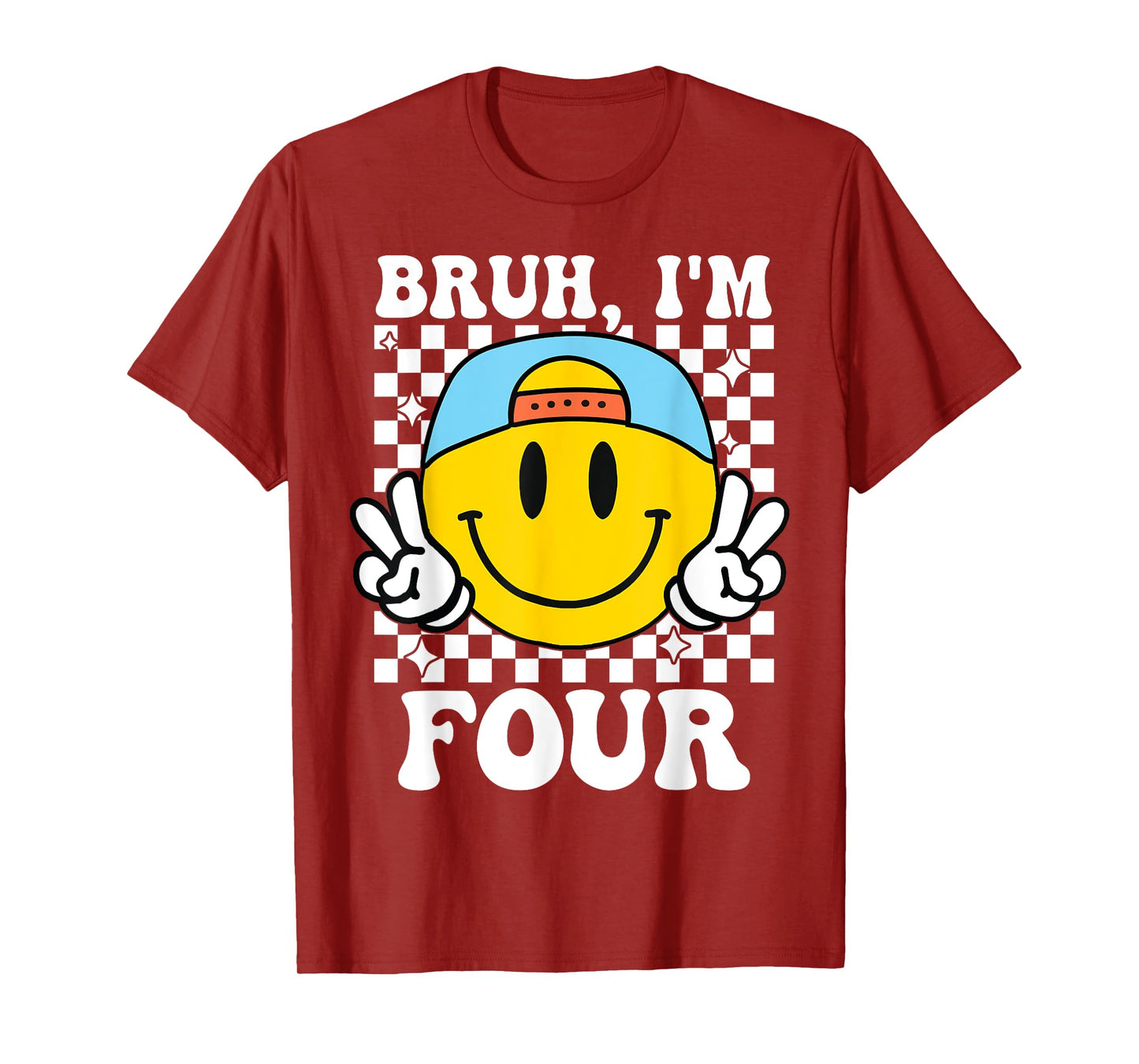 Bruh I'm Four 4 4th Birthday Groovy Boys Girls 4 Years Old T-Shirt
