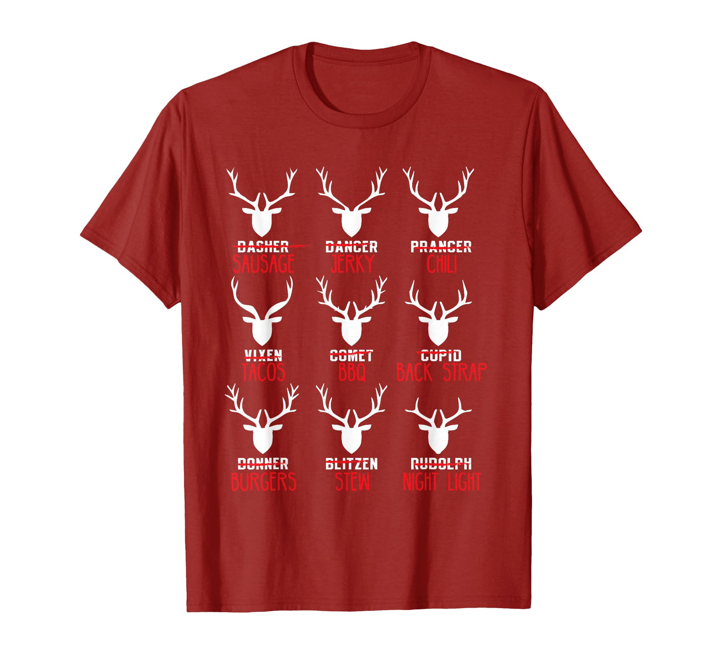 Funny Christmas Deer Hunters All of Santa's Reindeer design T-Shirt