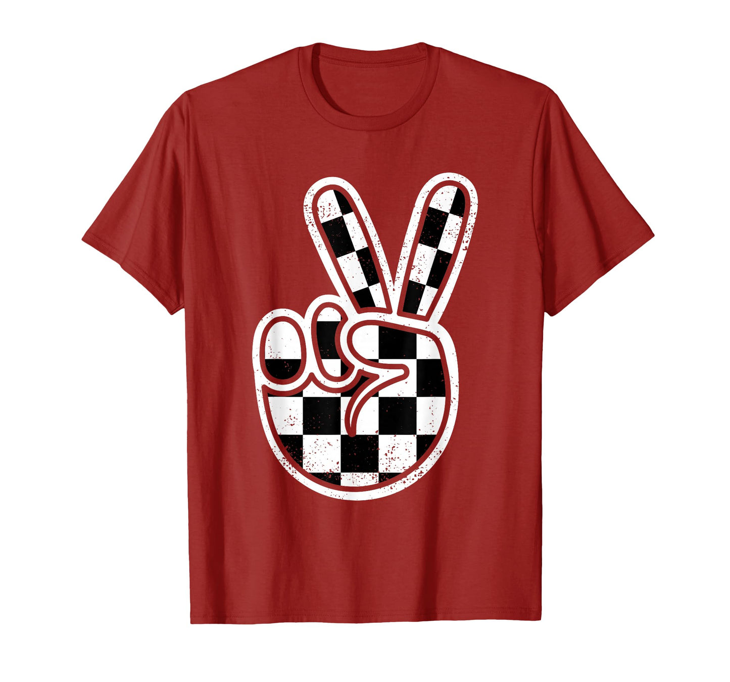 Checkered Peace Sign 60s 70s 80s Race Car Gamer Boys Toddler T-Shirt