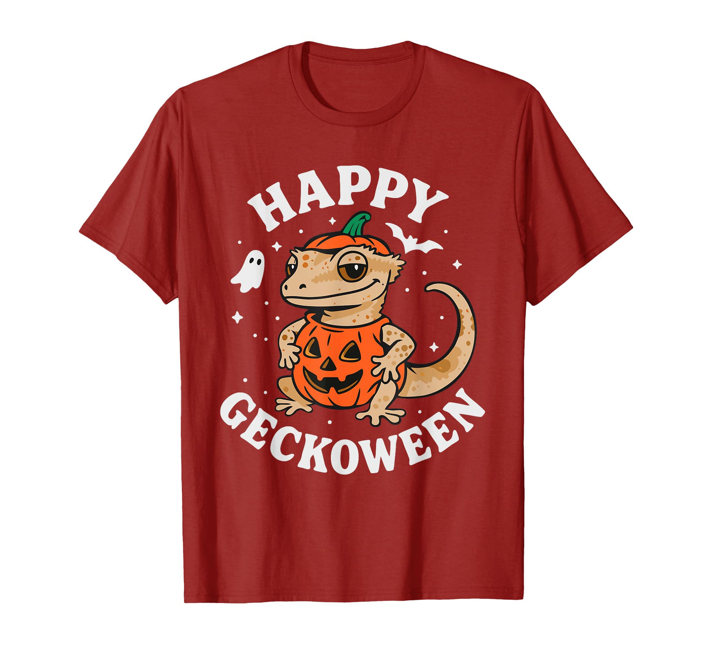 Funny Halloween Cute Crested Eyelash Gecko Pumpkin Costume T-Shirt