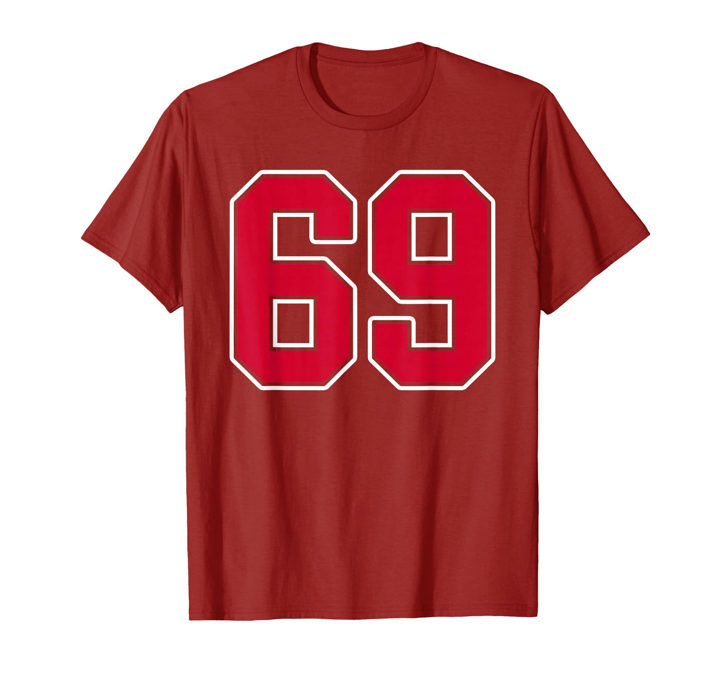 Red White Number 69 Jersey Player Uniform #69 T-Shirt