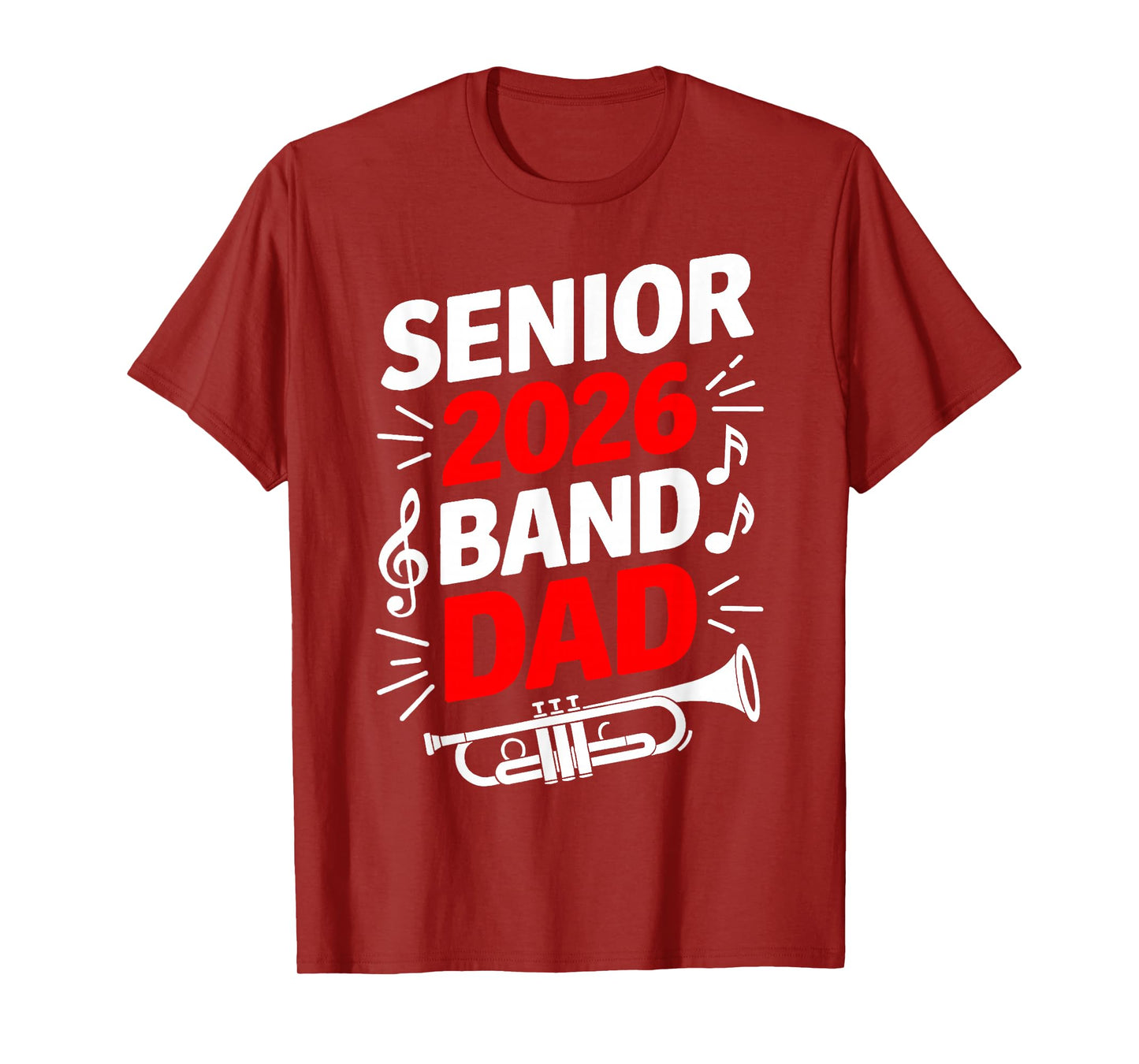 Senior 2026 Band Dad Marching Band Class Of 2026 Papa Red T-Shirt