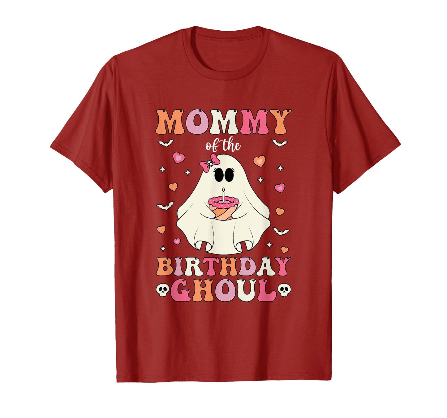 Mommy Of The Birthday Ghoul Groovy Halloween Ghost 2024 T-Shirt