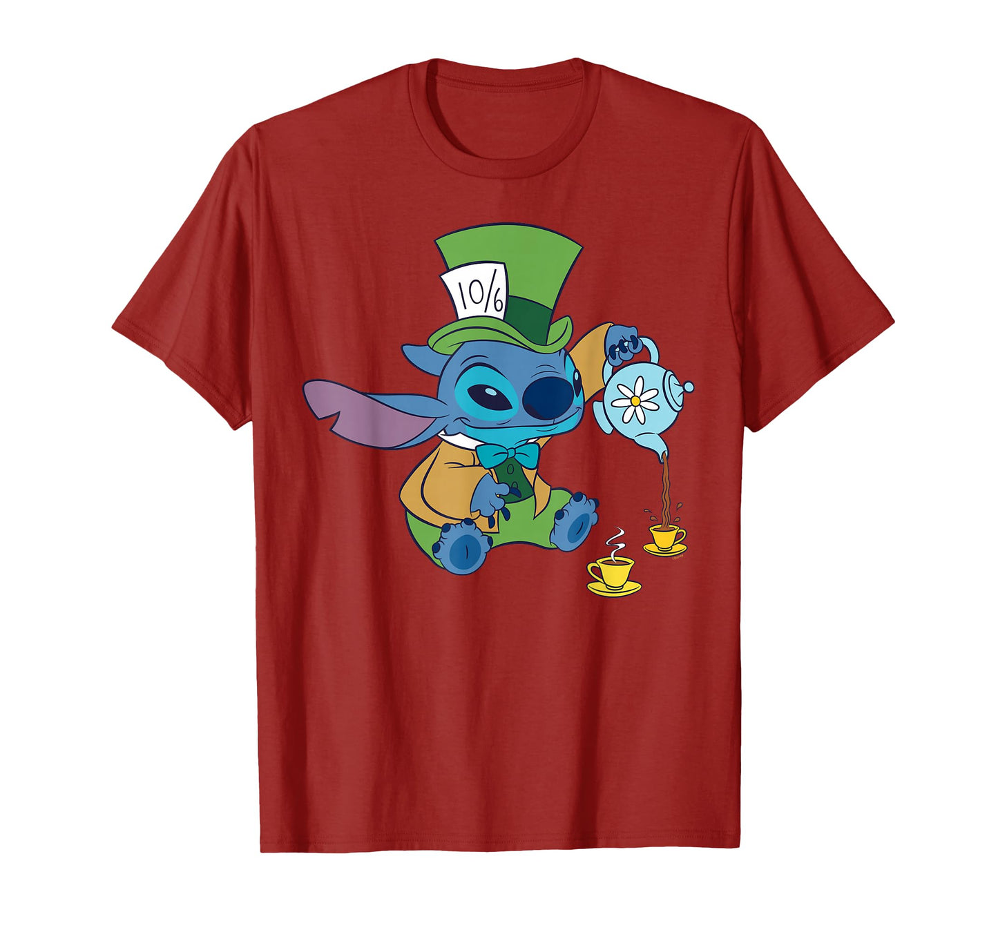 Disney Stitch in Mad Hatter Costume Halloween Wonderland T-Shirt