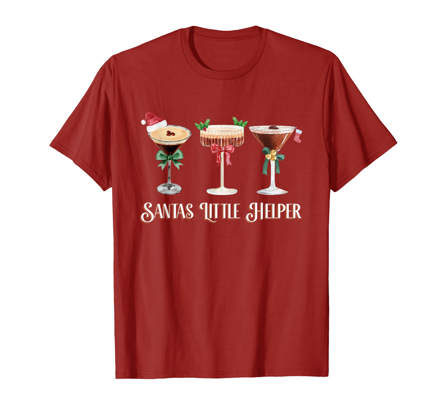 Santa's Little Helper Espresso Martini Christmas Cocktail T-Shirt