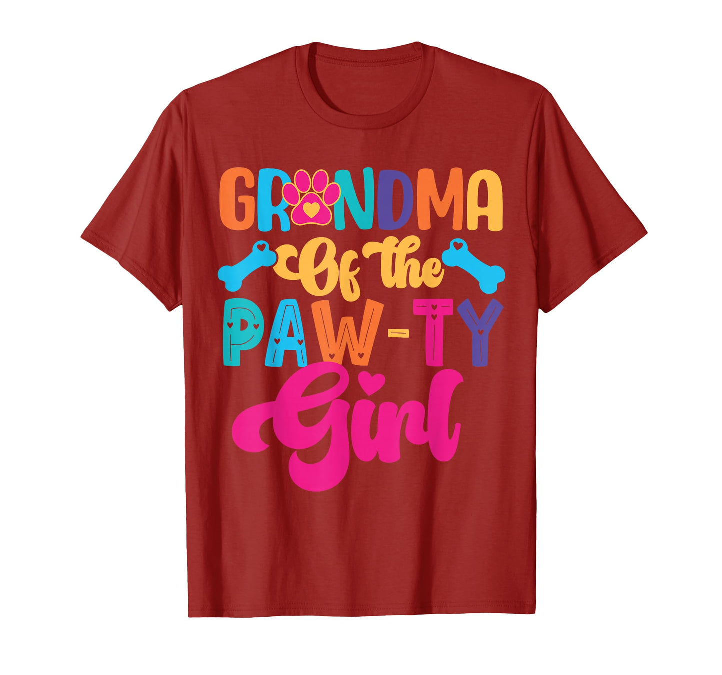 Grandma Of The Birthday Girl Dog Paw Family Matching Party T-Shirt