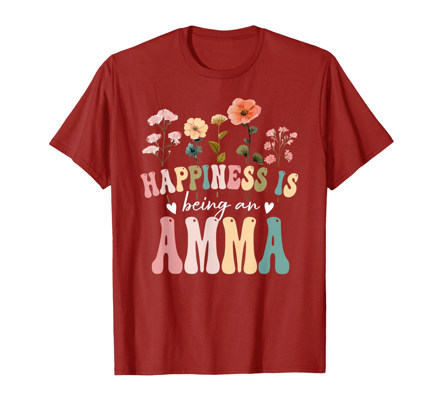 Happiness is Being an Amma Floral Design Amma Mother's Day T-Shirt
