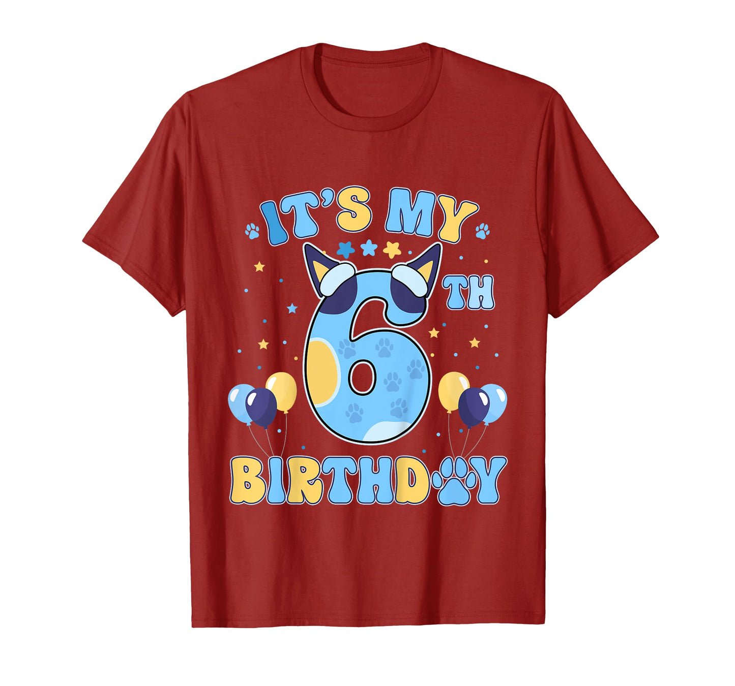 Kids Its my 6th Birthday Boy Blue Dog Theme Party Cool 6 Year Old T-Shirt