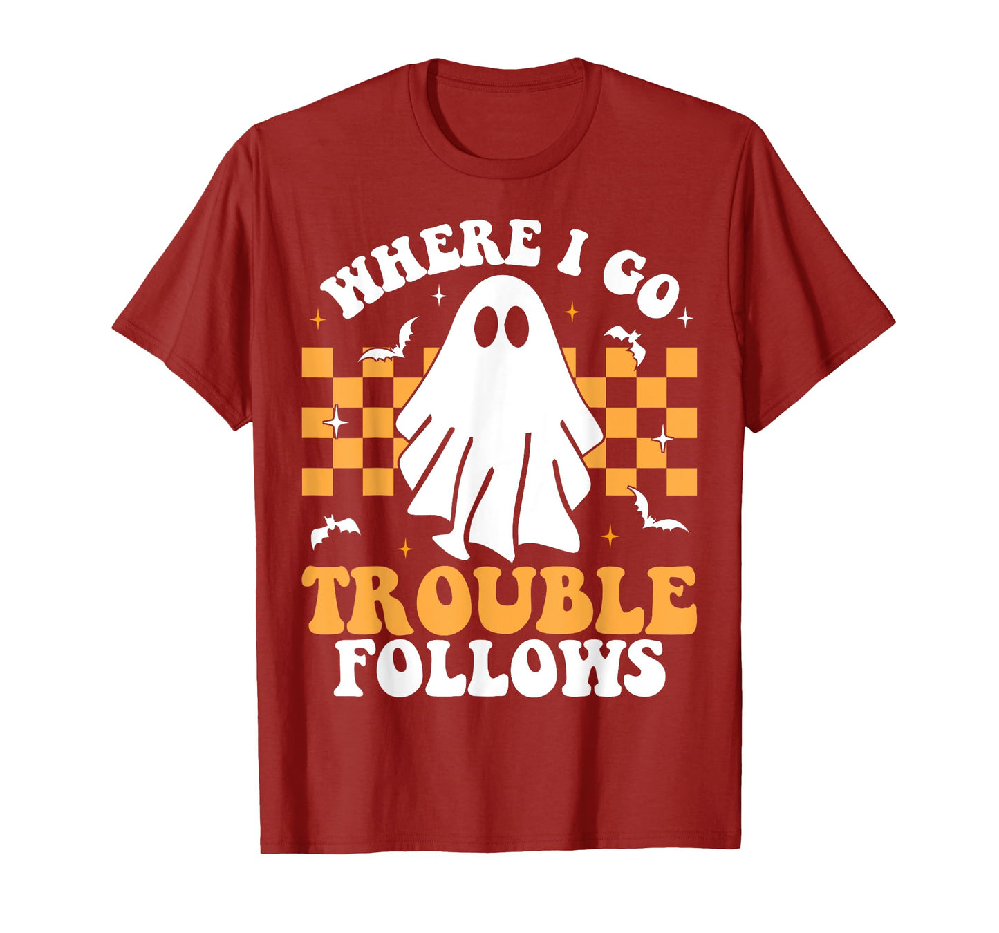 Where I Go Trouble Follows Matching Halloween Pajama Couples T-Shirt