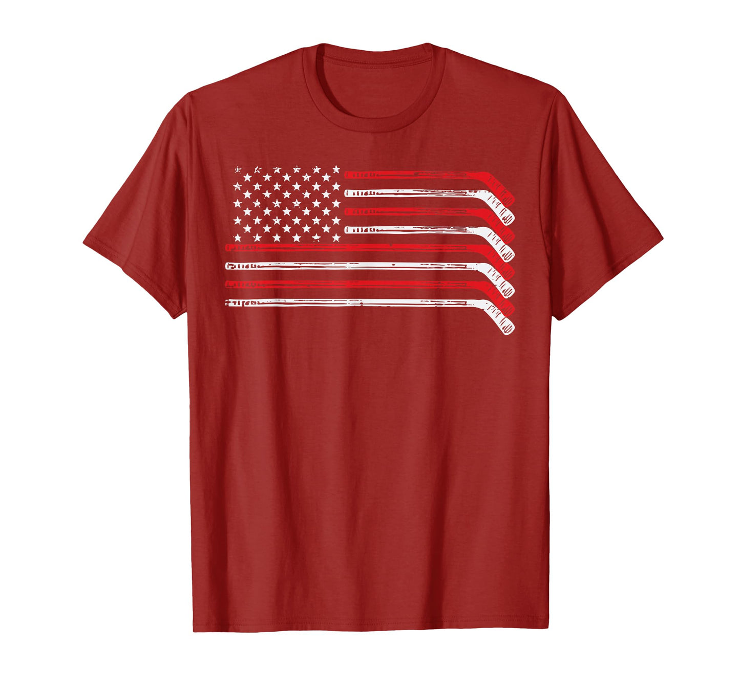 Ice Hockey Sticks US Flag Patriotic Player Men Boys Kids T-Shirt