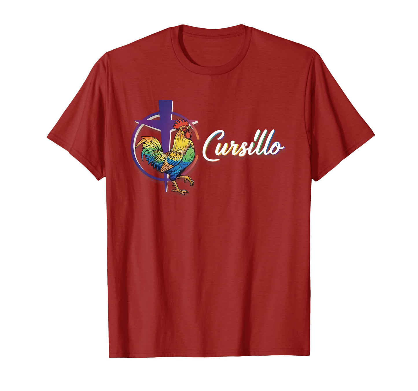 DeColores Cursillo Rainbow Rooster Catholic T-Shirt