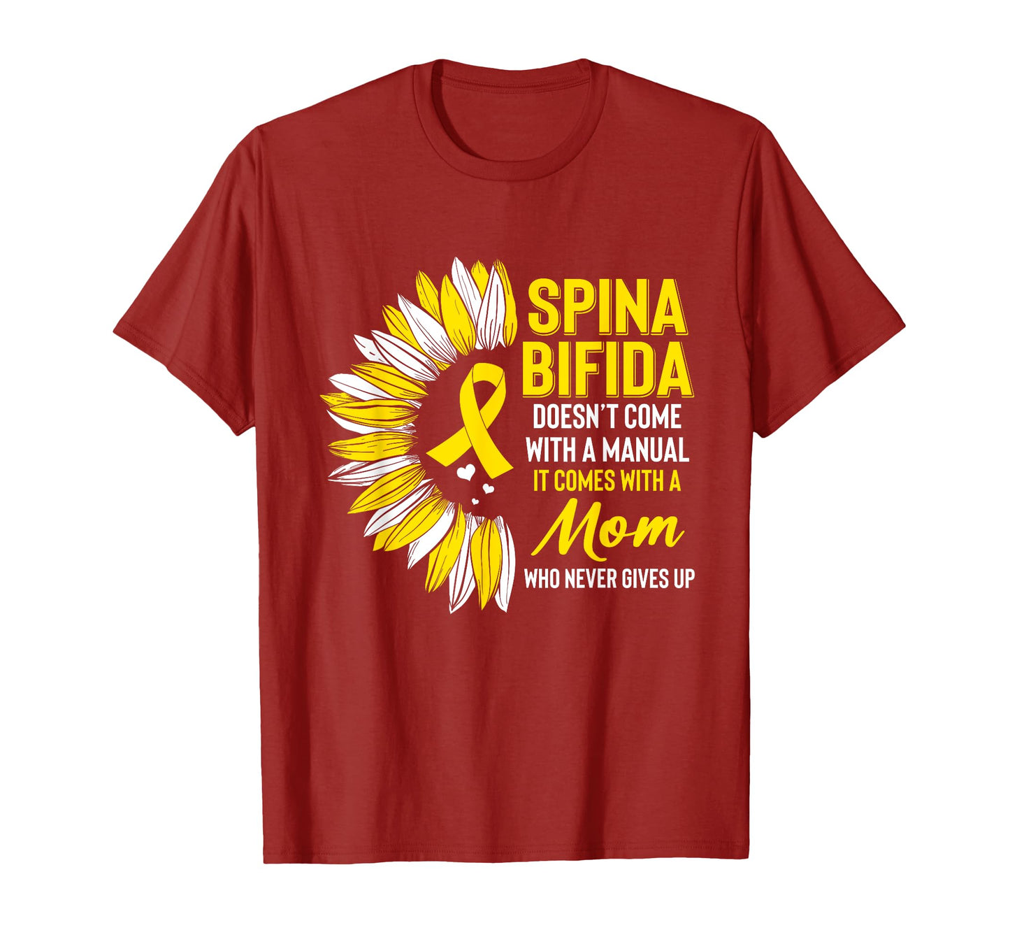 Spina Bifida Awareness Mom Mother Sunflower Yellow Ribbon T-Shirt