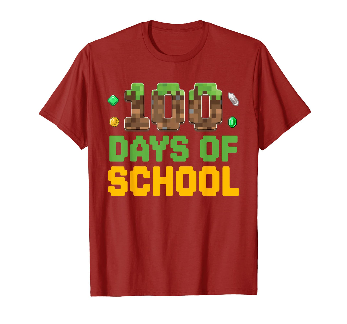 Boys Kids Gamer 100 Days Of School Video Game Pixel T-Shirt