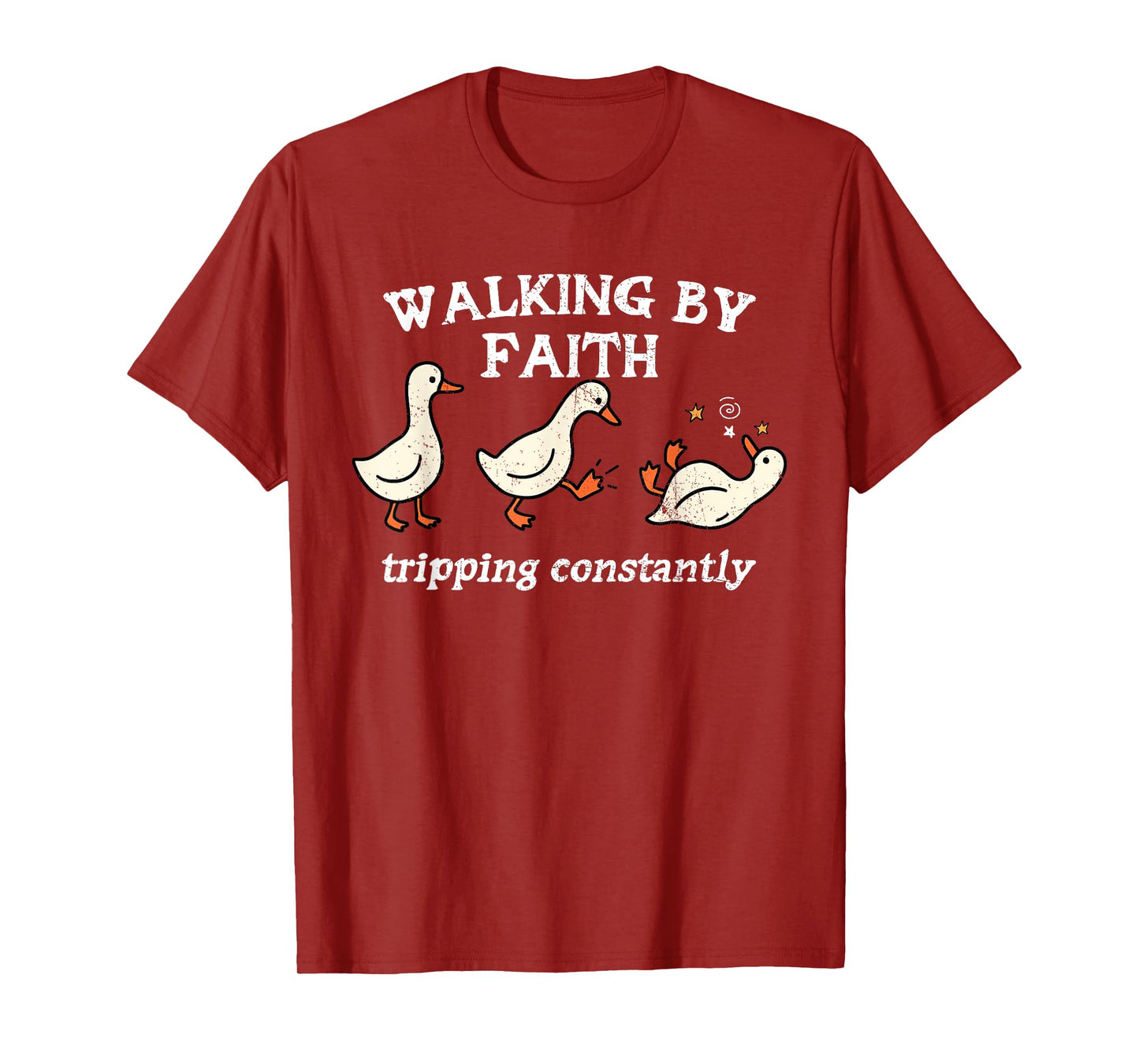 Walking by Faith Tripping Constantly Jesus Cross Christian T-Shirt