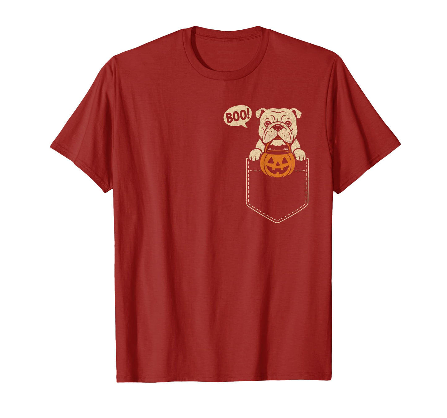 Funny English Bulldog Halloween Cute Dog Pocket Boo Pumpkin T-Shirt