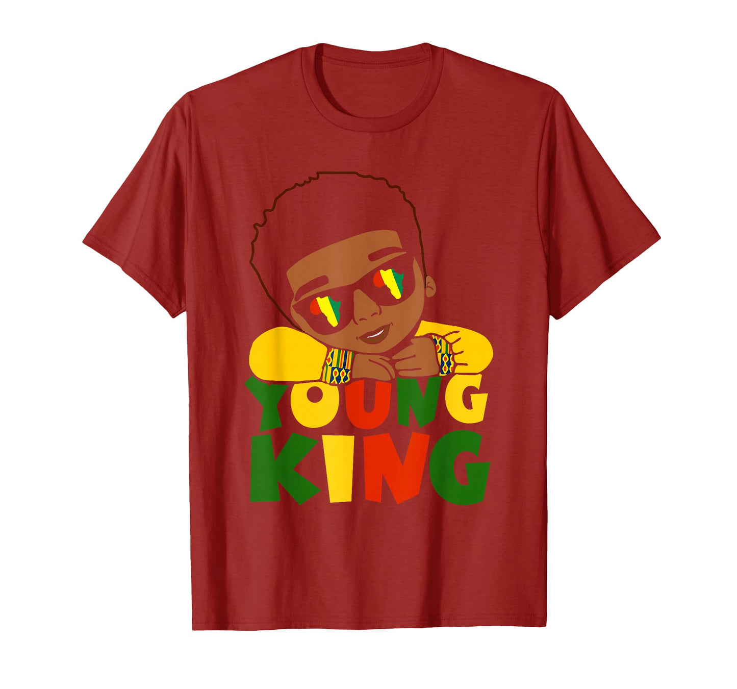 Black Young King Black History Month Kids Afro Boys Men T-Shirt