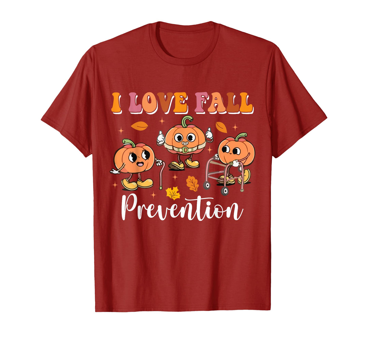 Groovy Retro I Love Fall Prevention Fall Physical Therapy T-Shirt