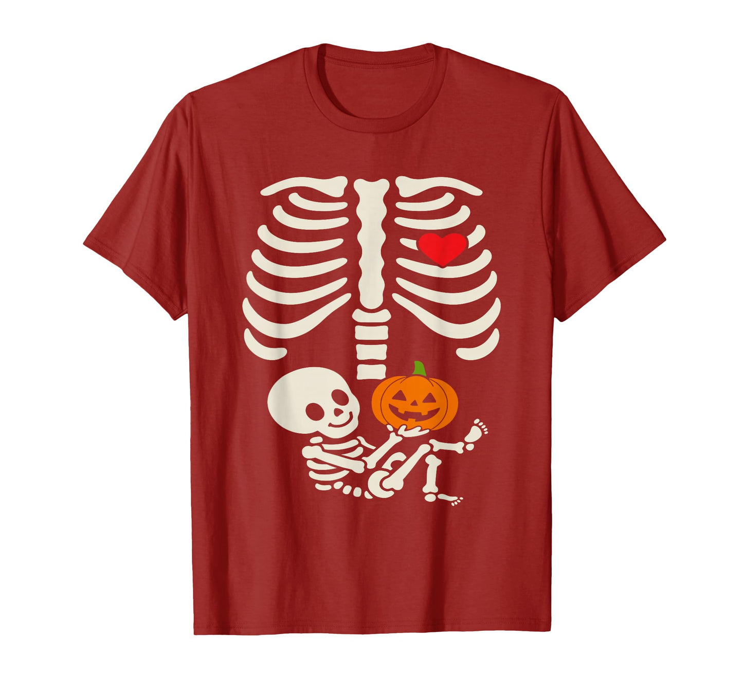 Halloween Baby Skeleton Heart Pregnancy Outfit T-Shirt