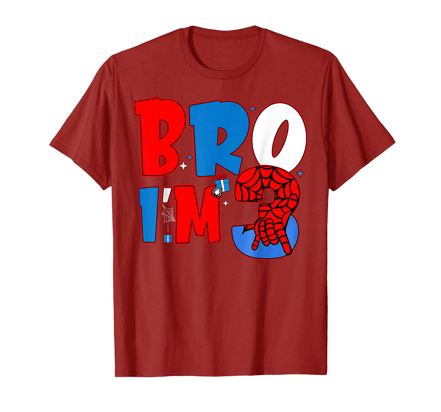 Bro I’m 3 Spider 3rd Spider Theme Party Boy Birthday T-Shirt