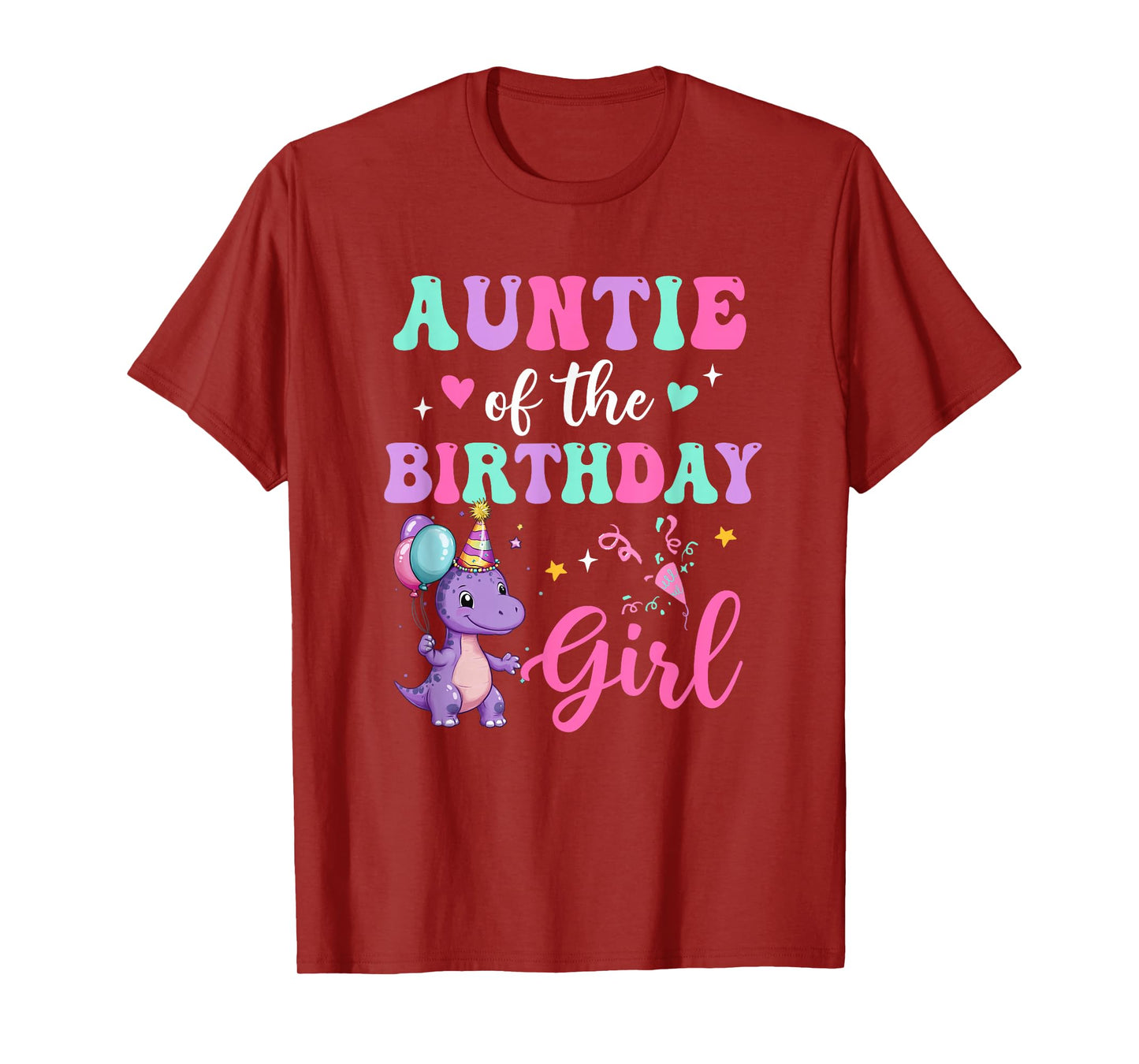Auntie Of The Birthday For Girl Dinosaur T-Rex Party Family T-Shirt