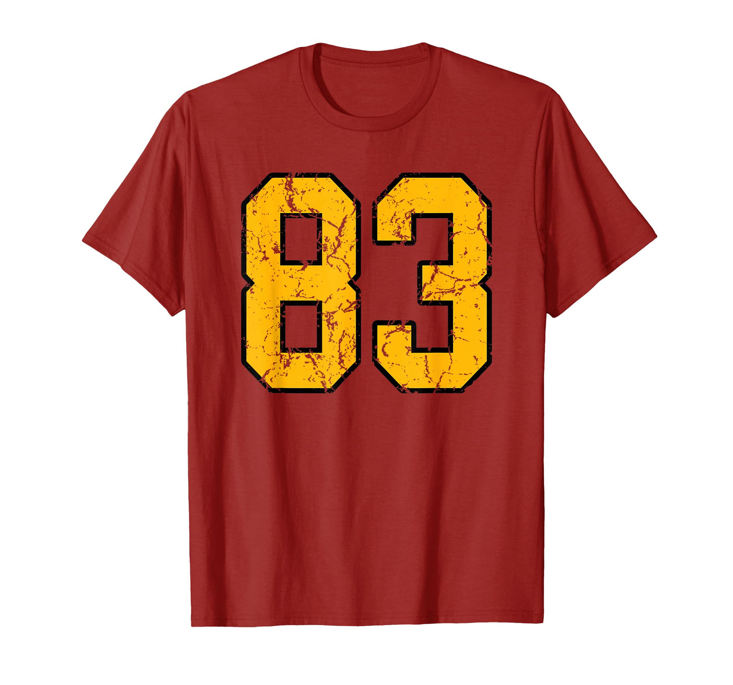 Gold and Black Sports Number 83 Jersey Uniform Player T-Shirt
