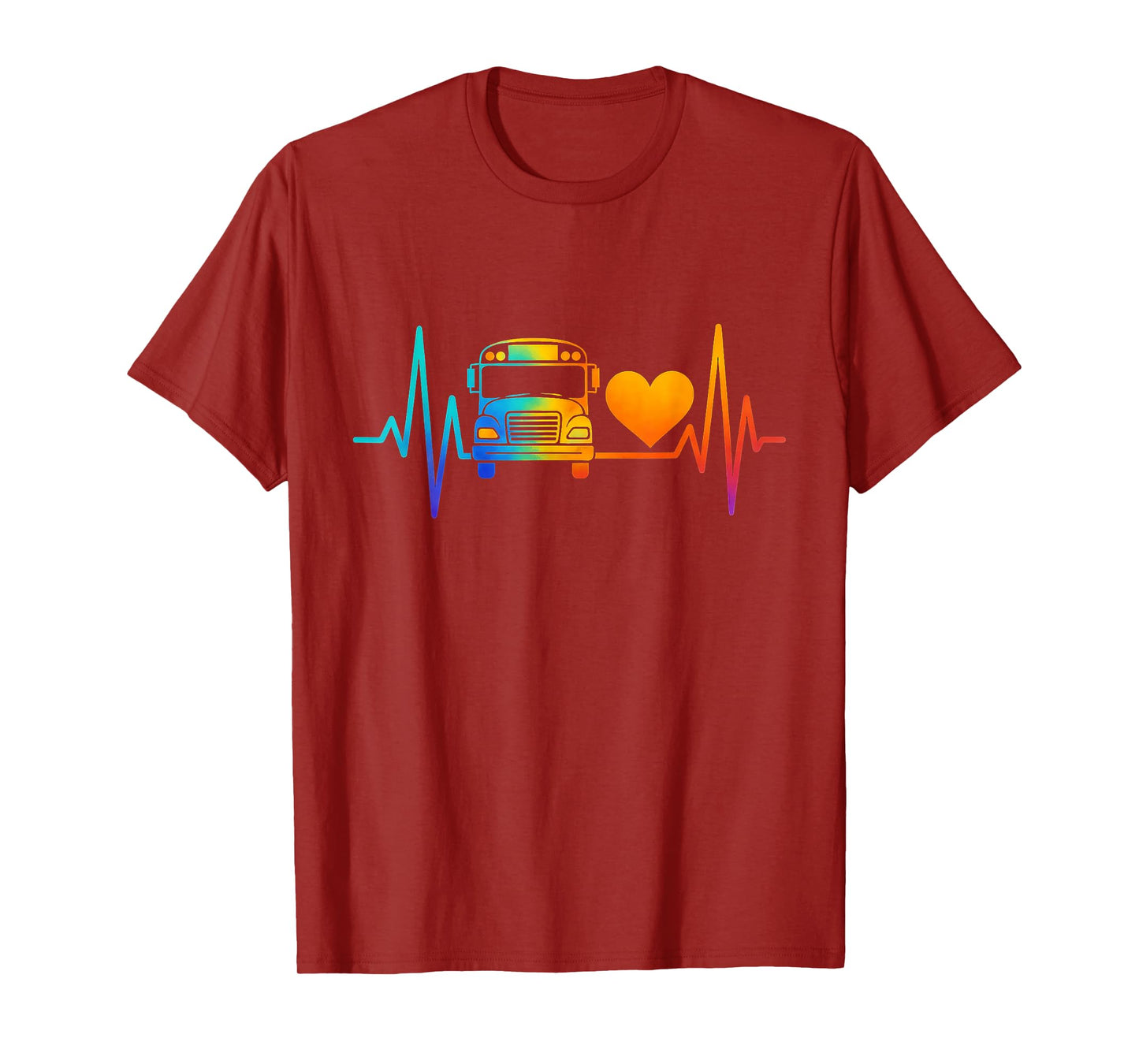 School Driver Monitor School Bus Heartbeat Rainbow T-Shirt