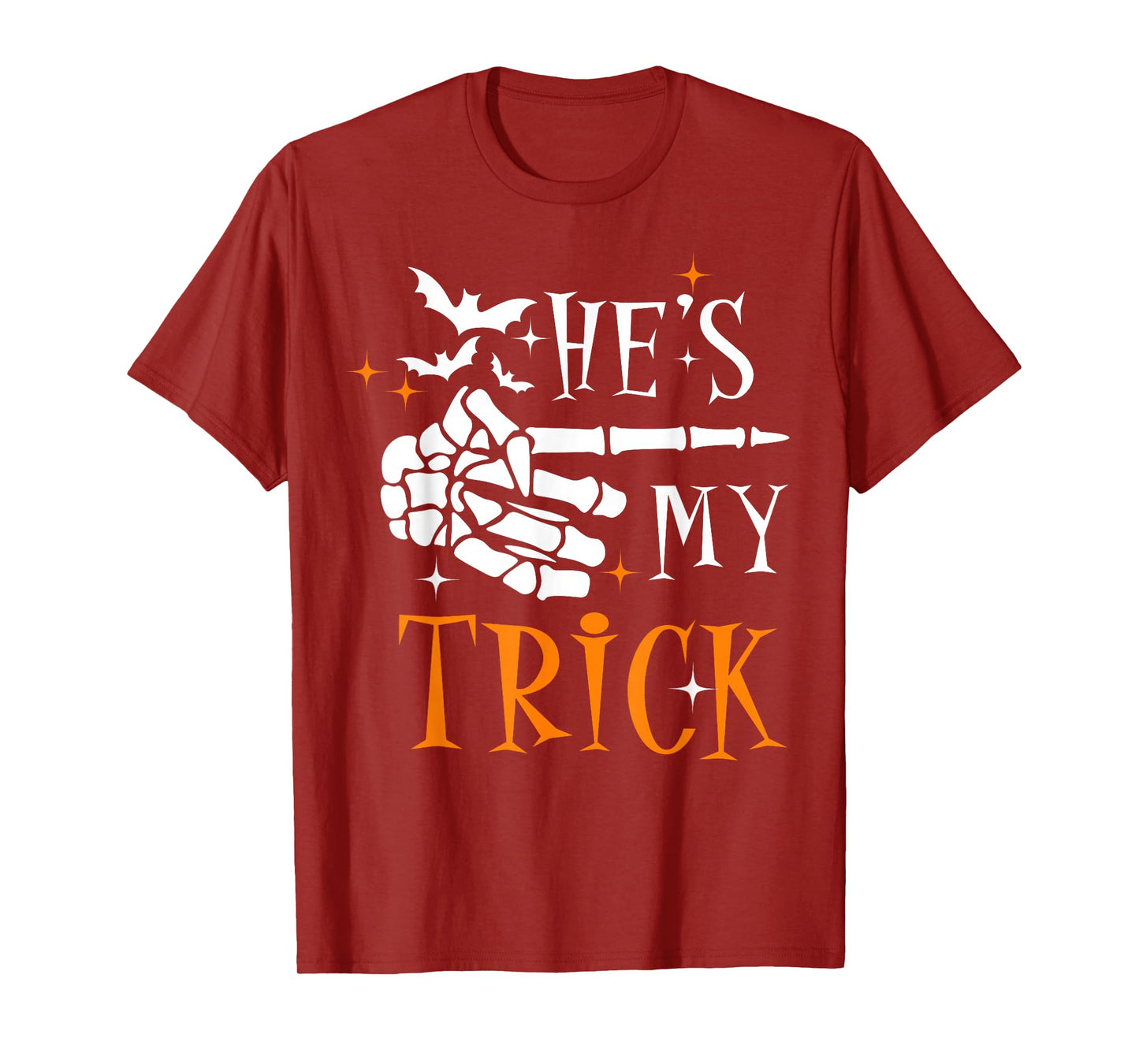 He's My Trick Skeleton Hand Spooky Season Halloween Couples T-Shirt