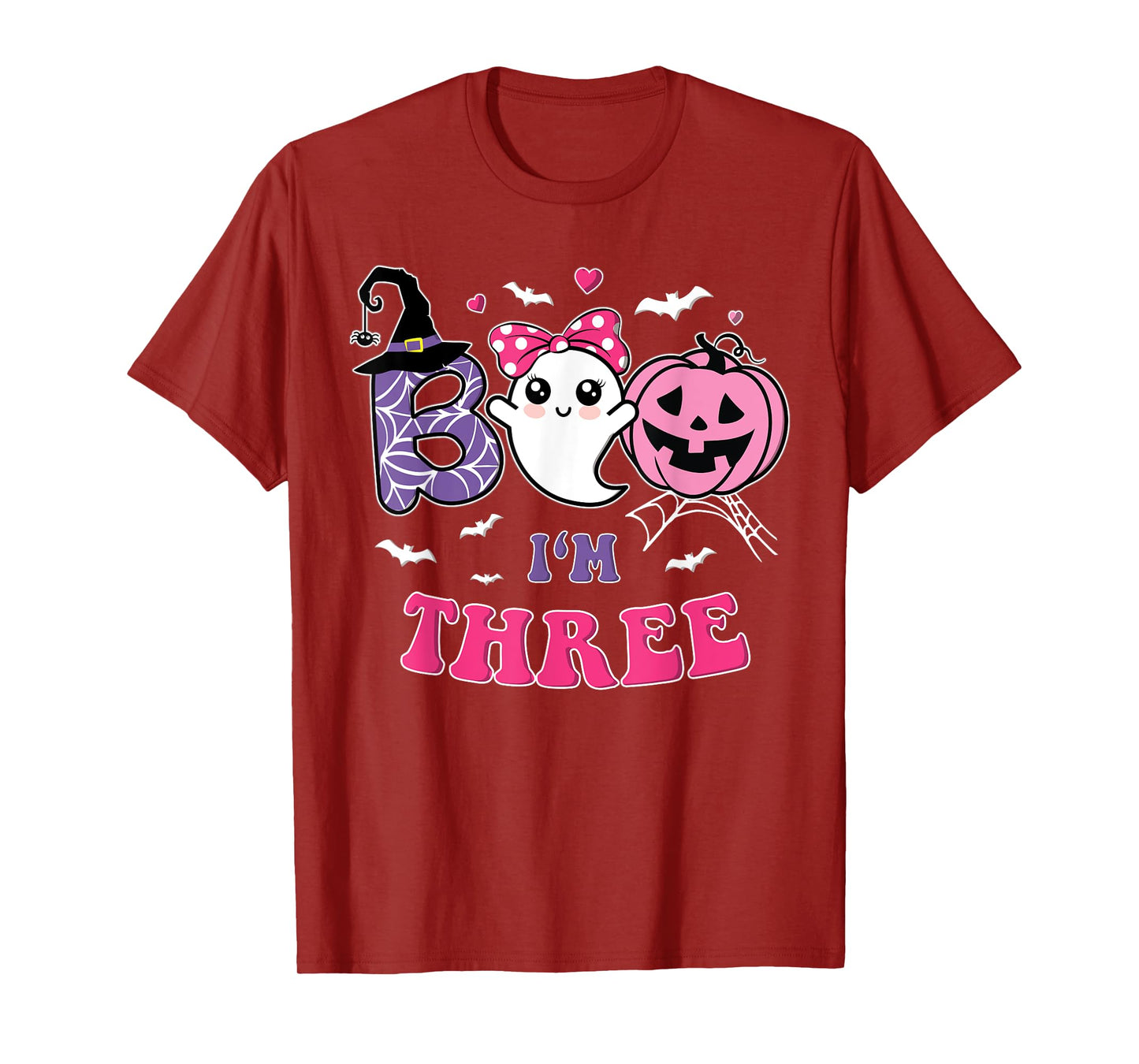 Groovy Halloween Ghost Boo I'm Three Year 3rd Birthday Girl T-Shirt
