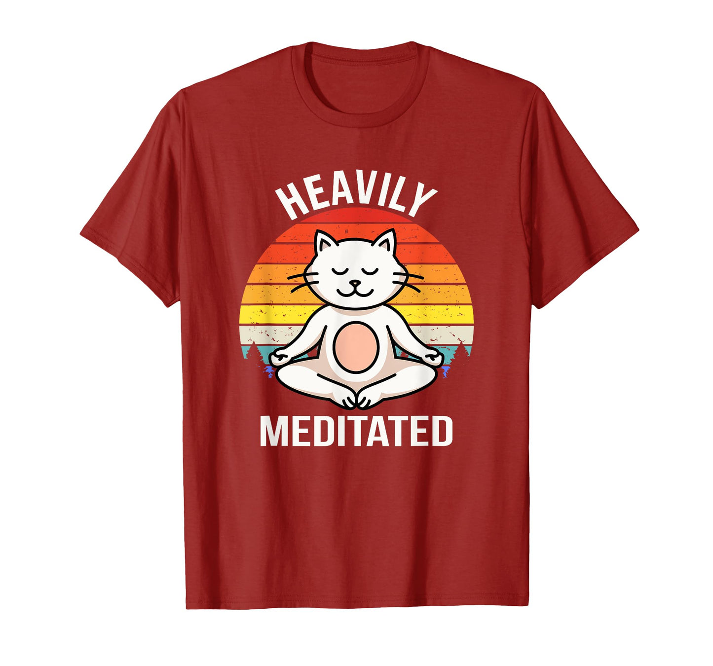 Heavily Meditated Yoga Meditation Spiritual Buddhist Cat T-Shirt for Men Women Kids