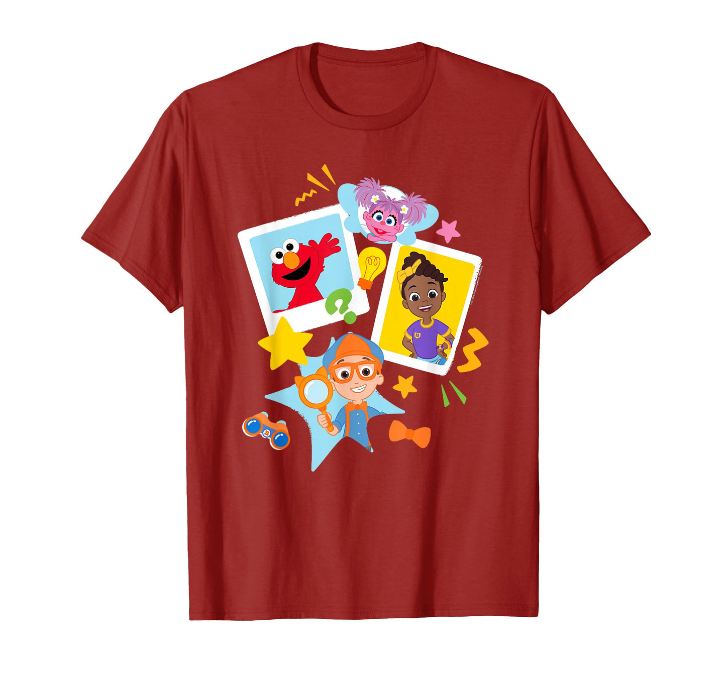 Blippi Sesame Street Cute Polaroid Portraits Collage T-Shirt