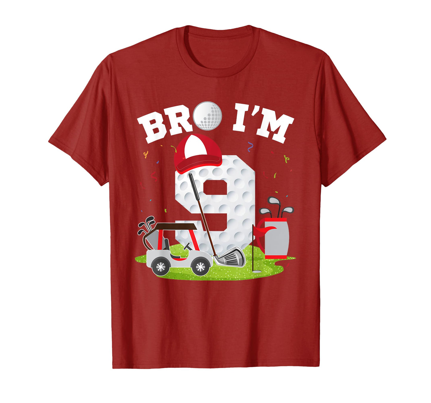 Bro I'm 9 Year Old Golf Theme 9th Birthday Golfer T-Shirt
