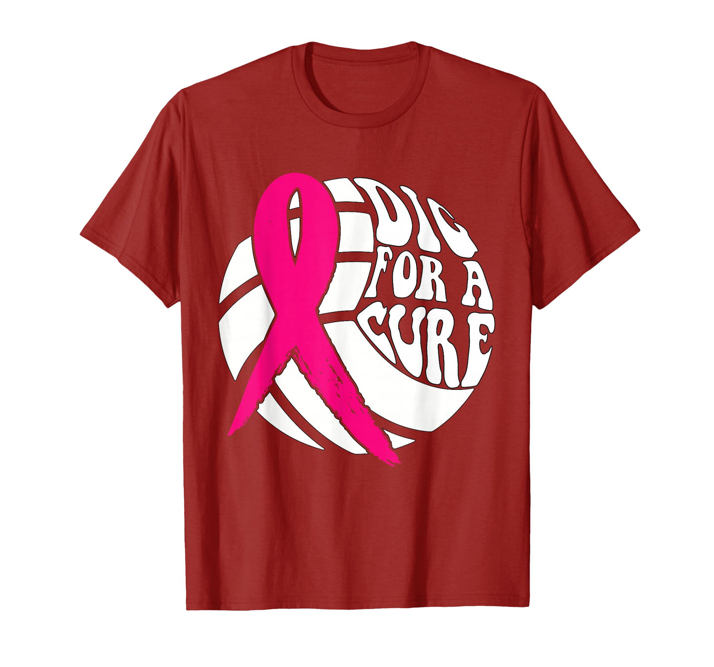 Dig For Cure Ribbon Volleyball Breast Cancer Awareness Pink T-Shirt