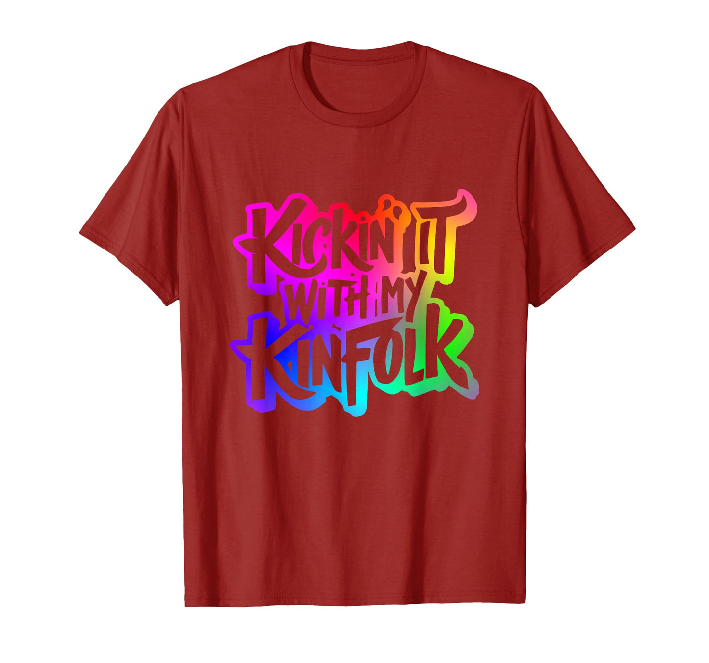 Funny Memorable Family Reunion Celebration Apparel Kickin' It With My Kinfolk Unisex-Adults T-Shirt Black Short Sleeve Classic Fit Small