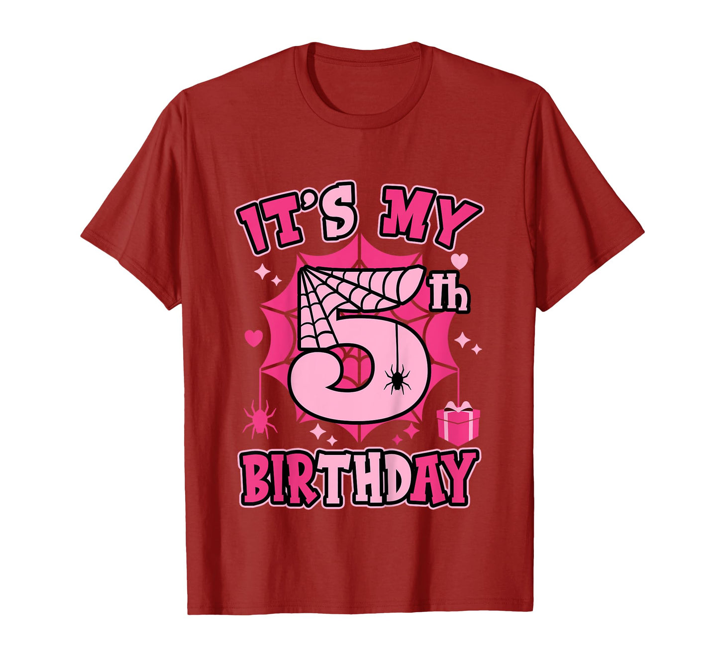 Kids It's My 5th Birthday Spider Girl Costume Party 5 Year Old T-Shirt