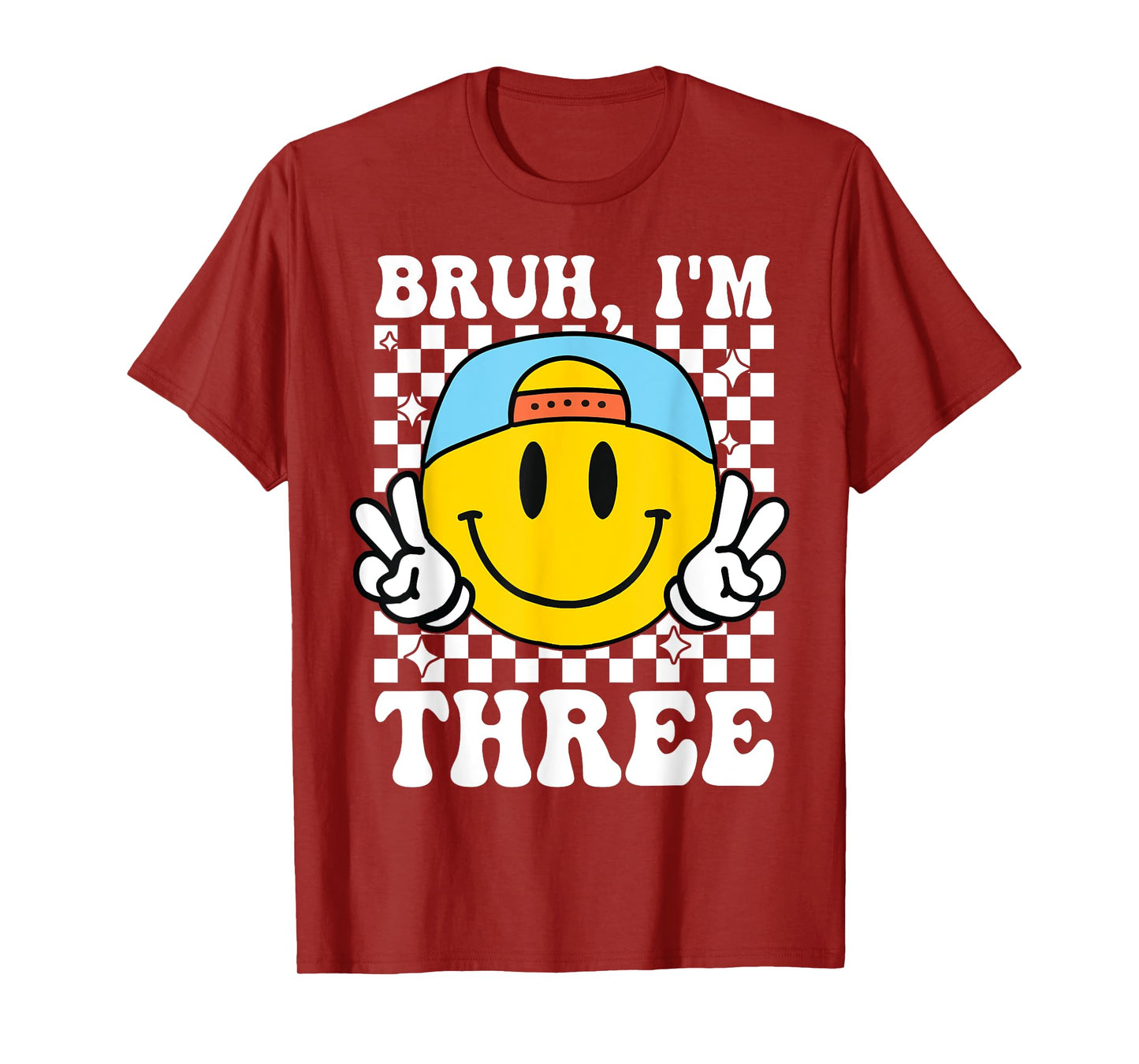 Bruh I'm Three 3 3rd Birthday Groovy Boys Girls 3 Years Old T-Shirt