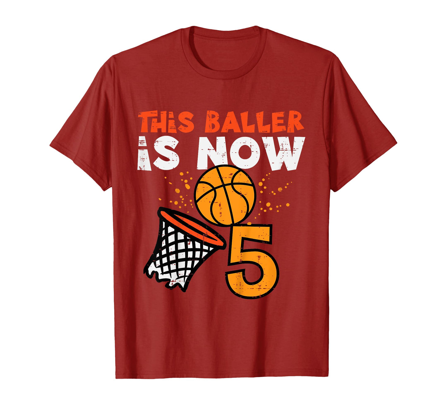Kids This Baller Is Now 5 Basketball 5th Birthday Bday Boys Kids T-Shirt
