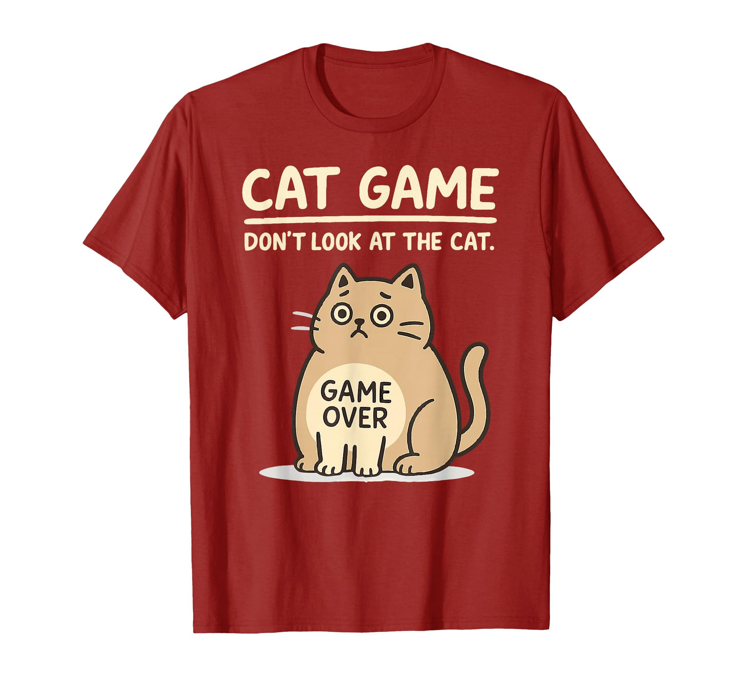 Cat Game Over Funny Cat Owner Hilarious Fat Retro Cat Meme T-Shirt