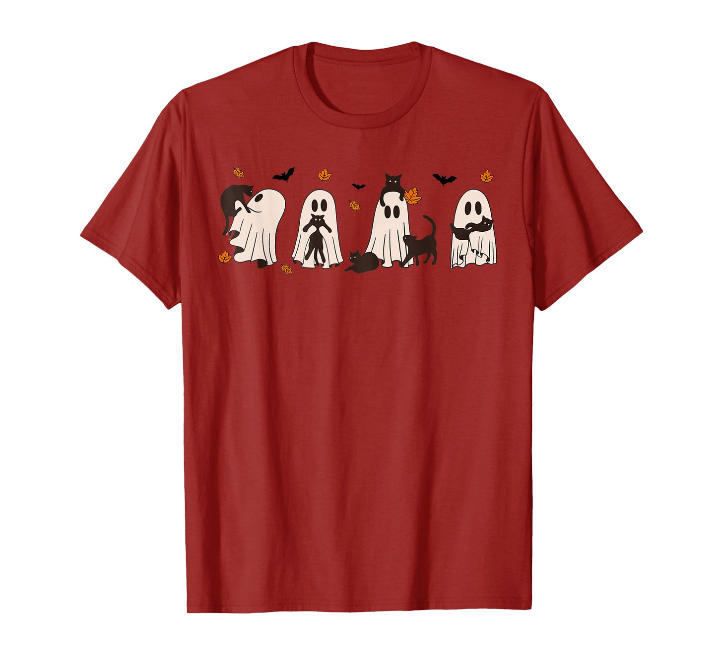 Black Cats in Cute Ghost Cat Halloween T-Shirt