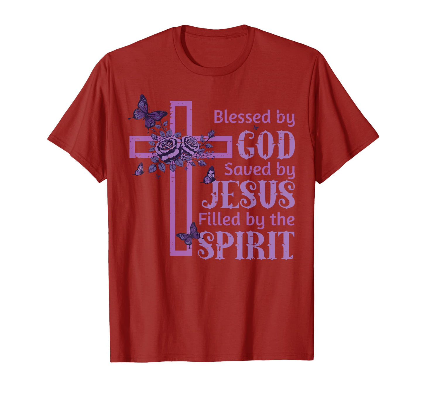 Blessed By God Loved Jesus Filled Spirit Christian Women Kid T-Shirt