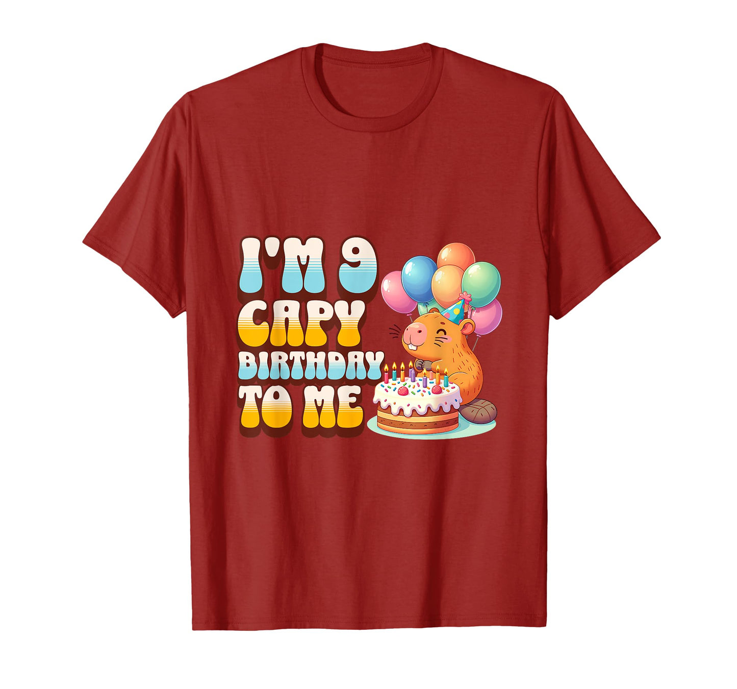 I'm 9 Capy Birthday To Me Cute 9th Capybara Bday Party Kids T-Shirt