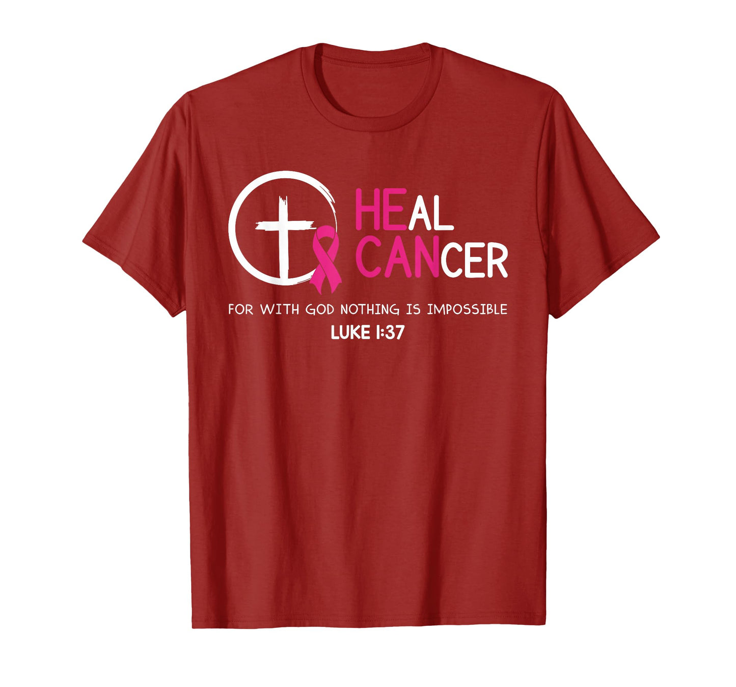 Heal Cancer Believe God Christian Breast Cancer Awareness T-Shirt