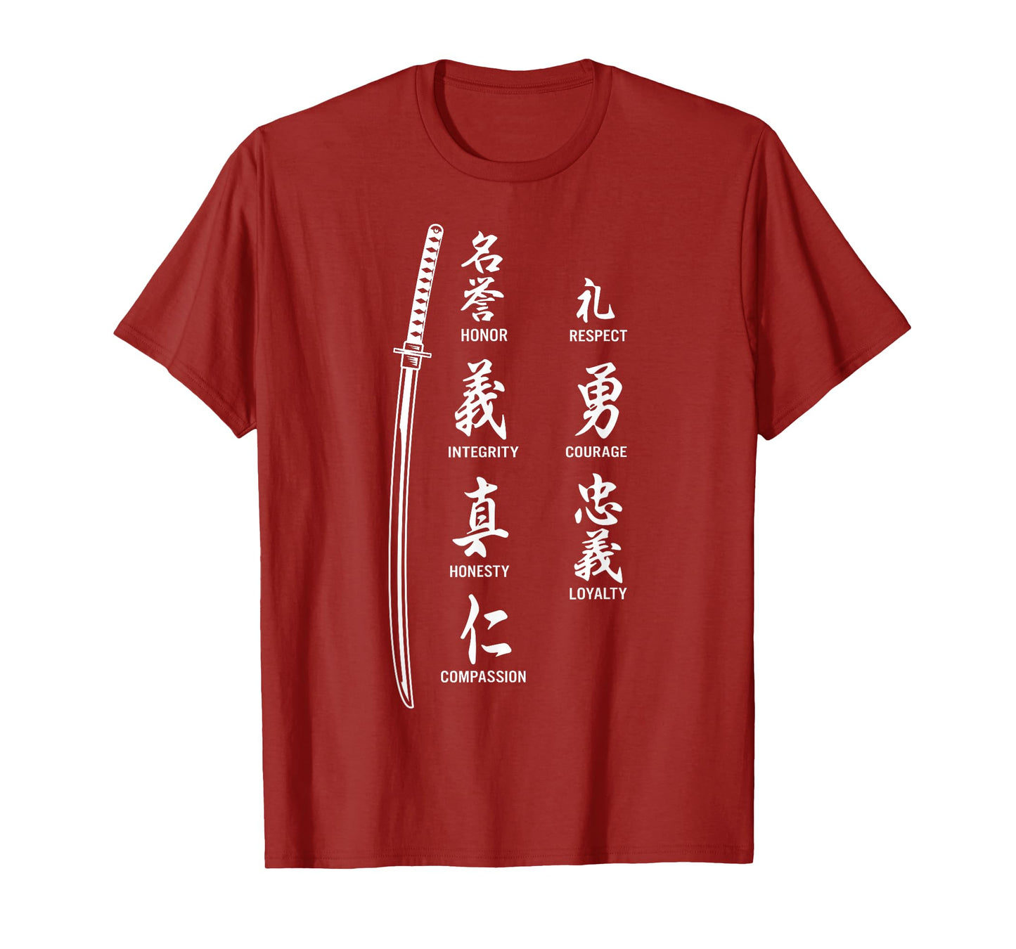 Vintage Japanese Letter Samurai Katana Sword Warrior T-Shirt
