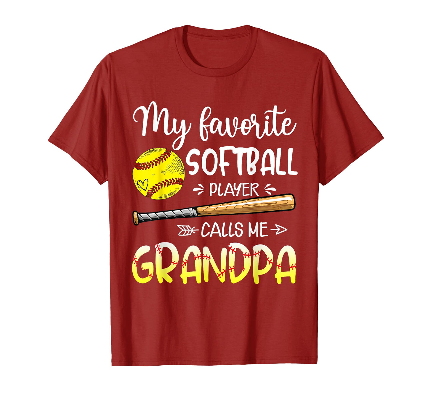 Softball My Favorite Softball Player Calls Me Grandpa T-Shirt