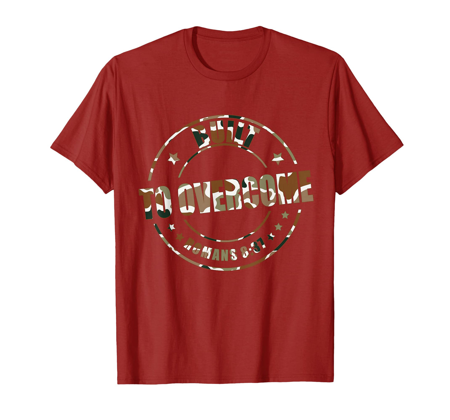 Built to Overcome Camo Scripture Gym Christian Workout Faith T-Shirt