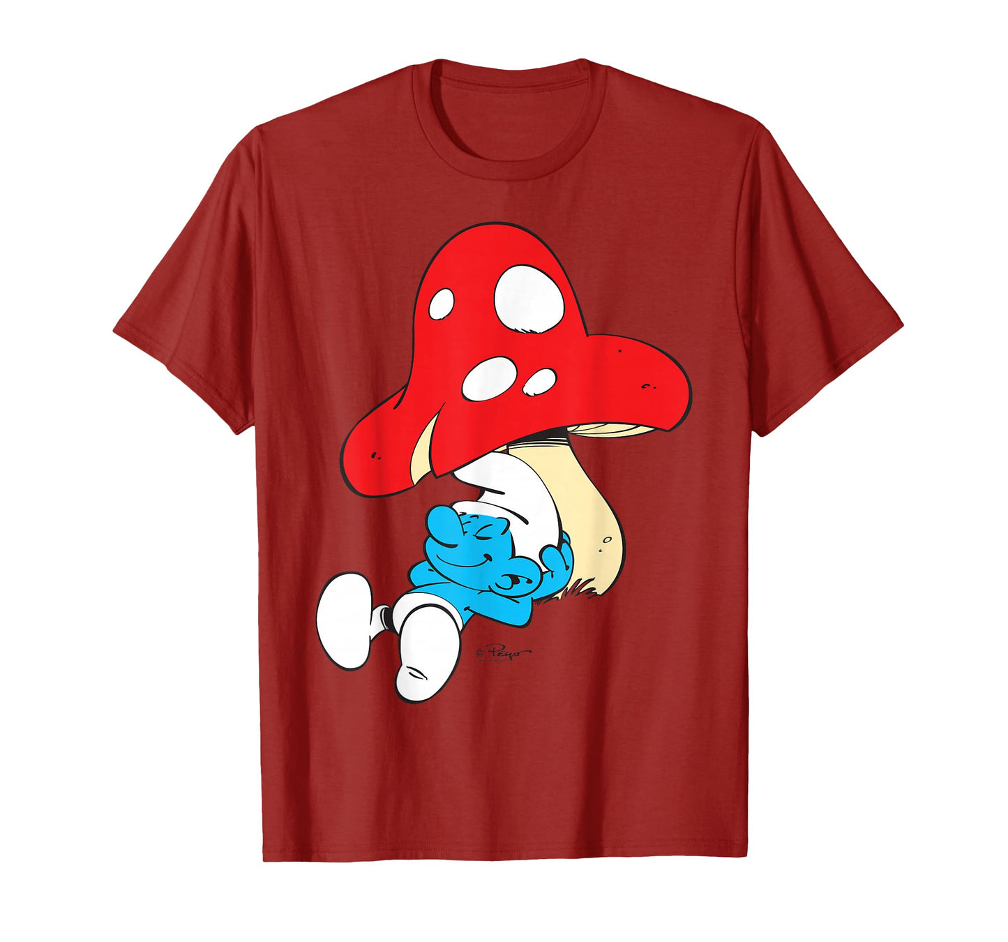The Smurfs Sleeping Under Mushroom Smiling T-Shirt