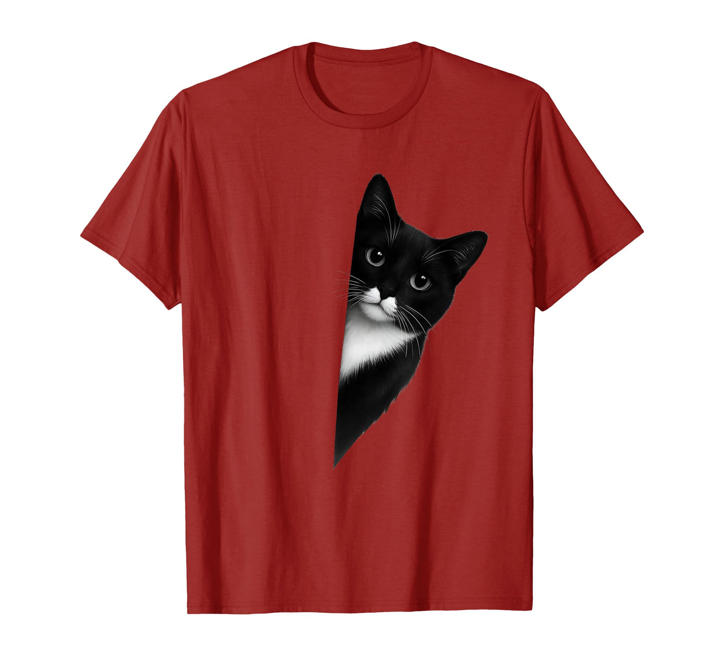 Peeking Tuxedo Cat Funny Artwork T-Shirt