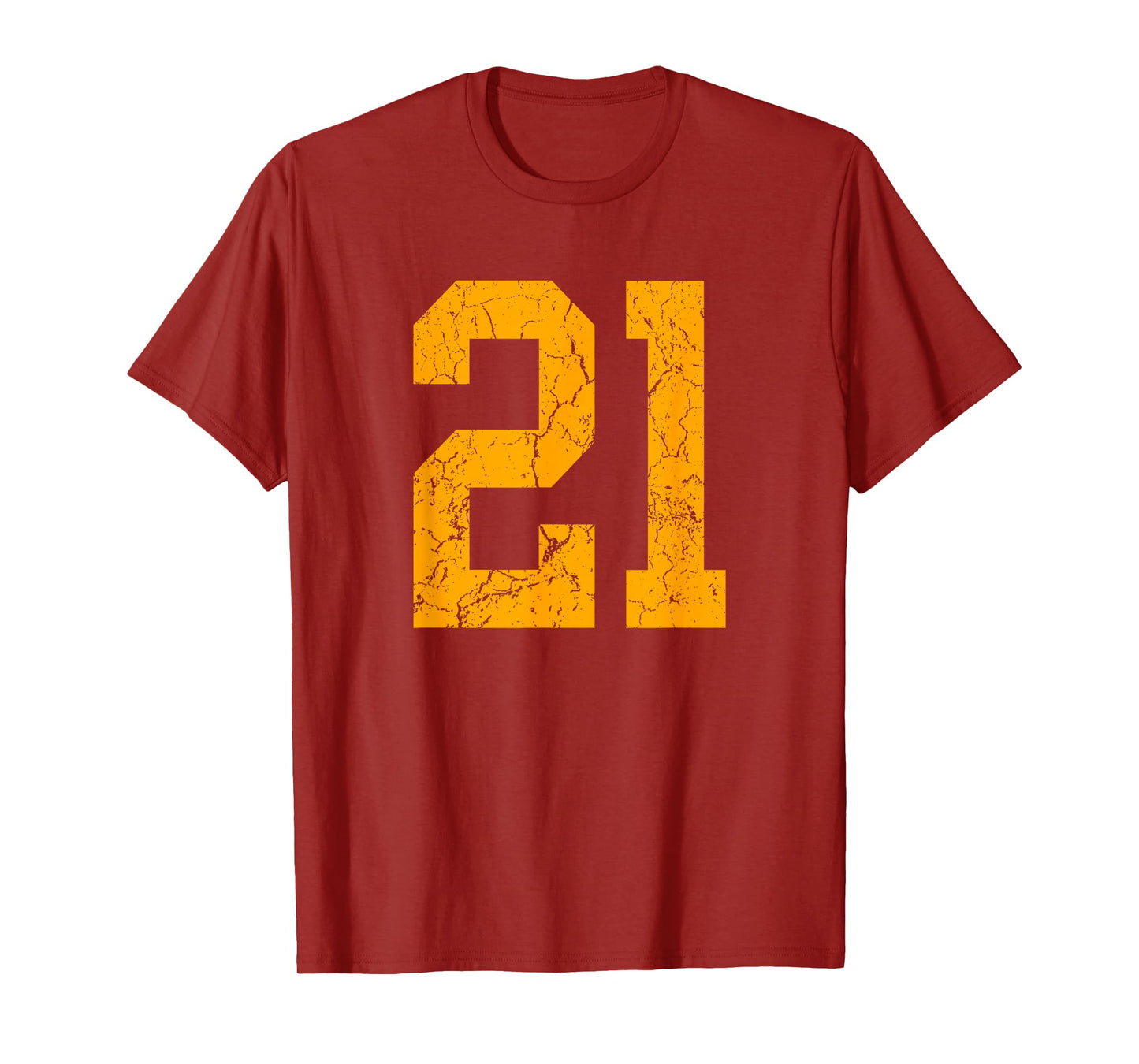 Distressed Orange Number 21 Jersey Player Uniform #21 T-Shirt