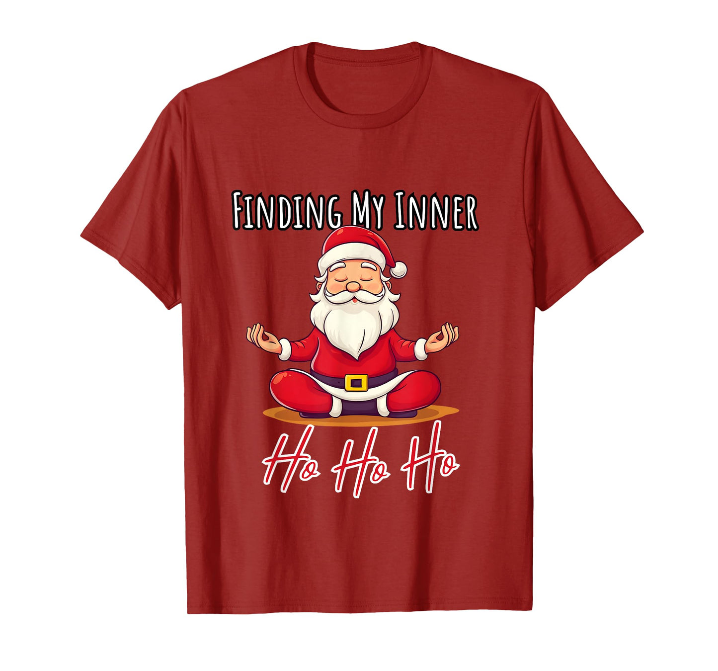 Funny Santa Claus Yoga Christmas Lotus Pose Meditation T-Shirt